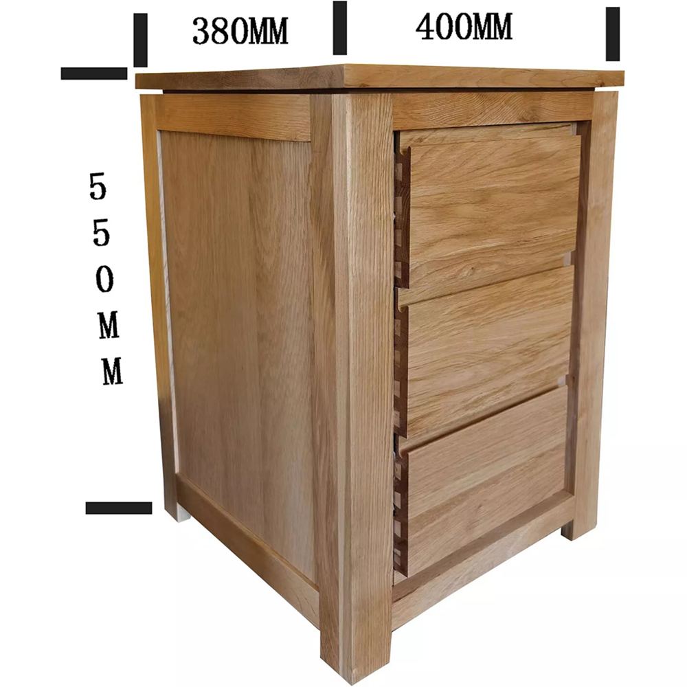 Furniture One 3 Drawer Oak Veneer Bedside Table Image 6