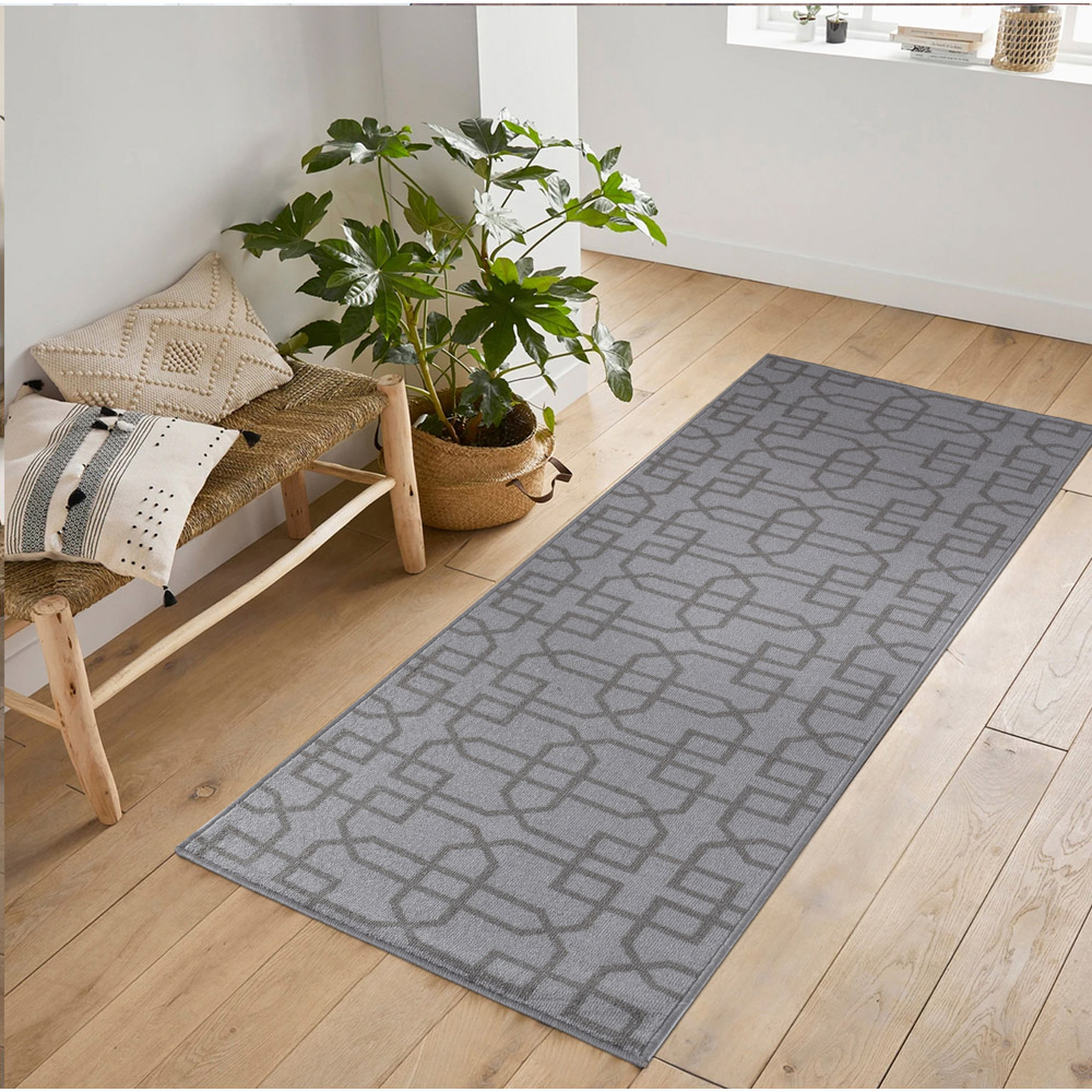 Desire Rugs Havana Silver Cubed Trellis Anti Slip Door Mat 80 x 50cm Image 5