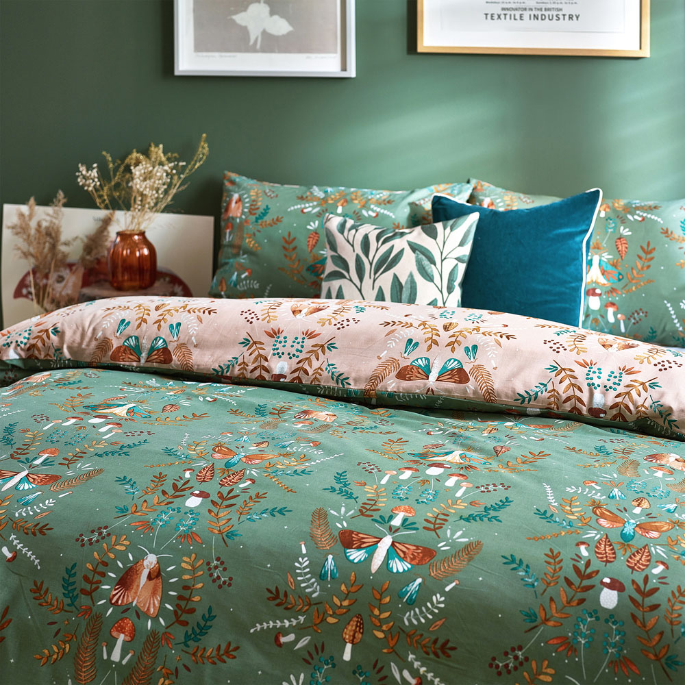 furn. Lunawood Double Fern Green Duvet Set Image 3