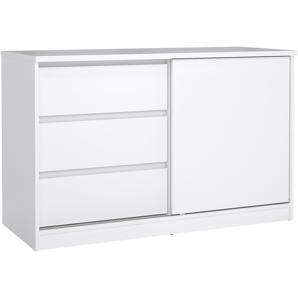Florence Single Door 3 Drawer White High Gloss Sliding Storage Unit Image 2