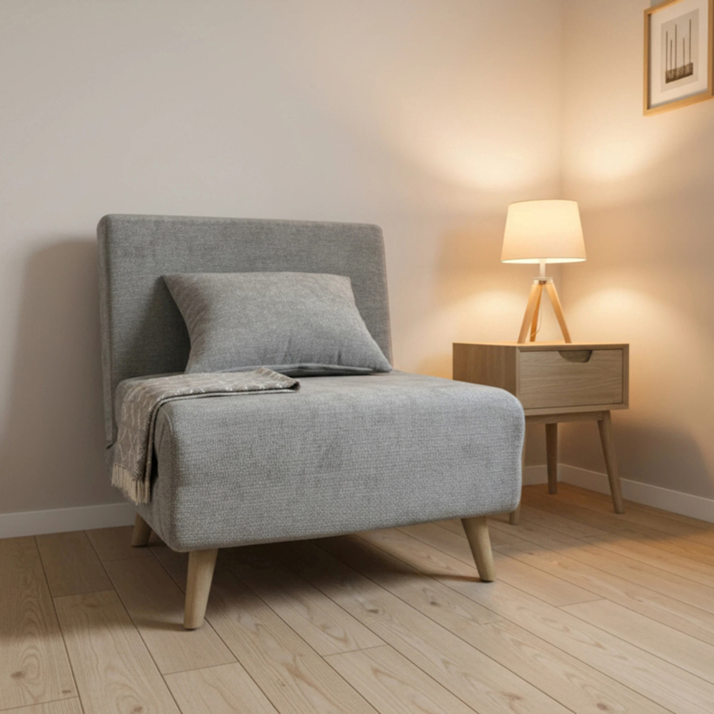 Indoor Living Joel Uno Single Seater Grey Sofa Bed Chair Image 7