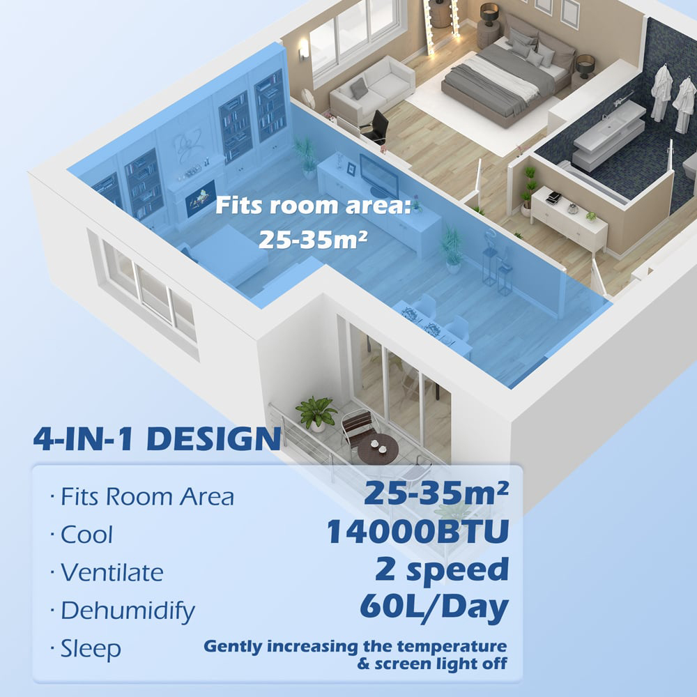 HOMCOM White 14000BTU 4 in 1 Air Conditioner Image 5