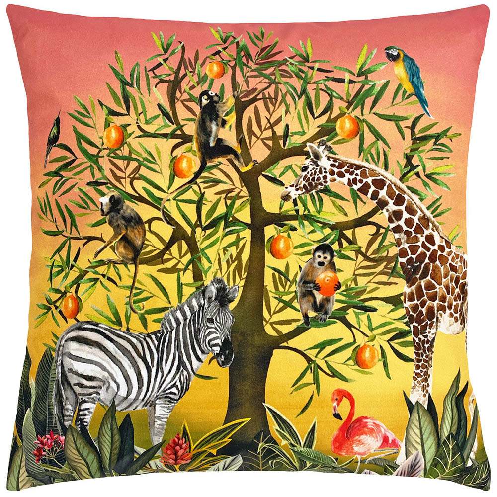 Paoletti Tree of Life Multicolour Animal UV and Water Resistant Outdoor Cushion Image 1