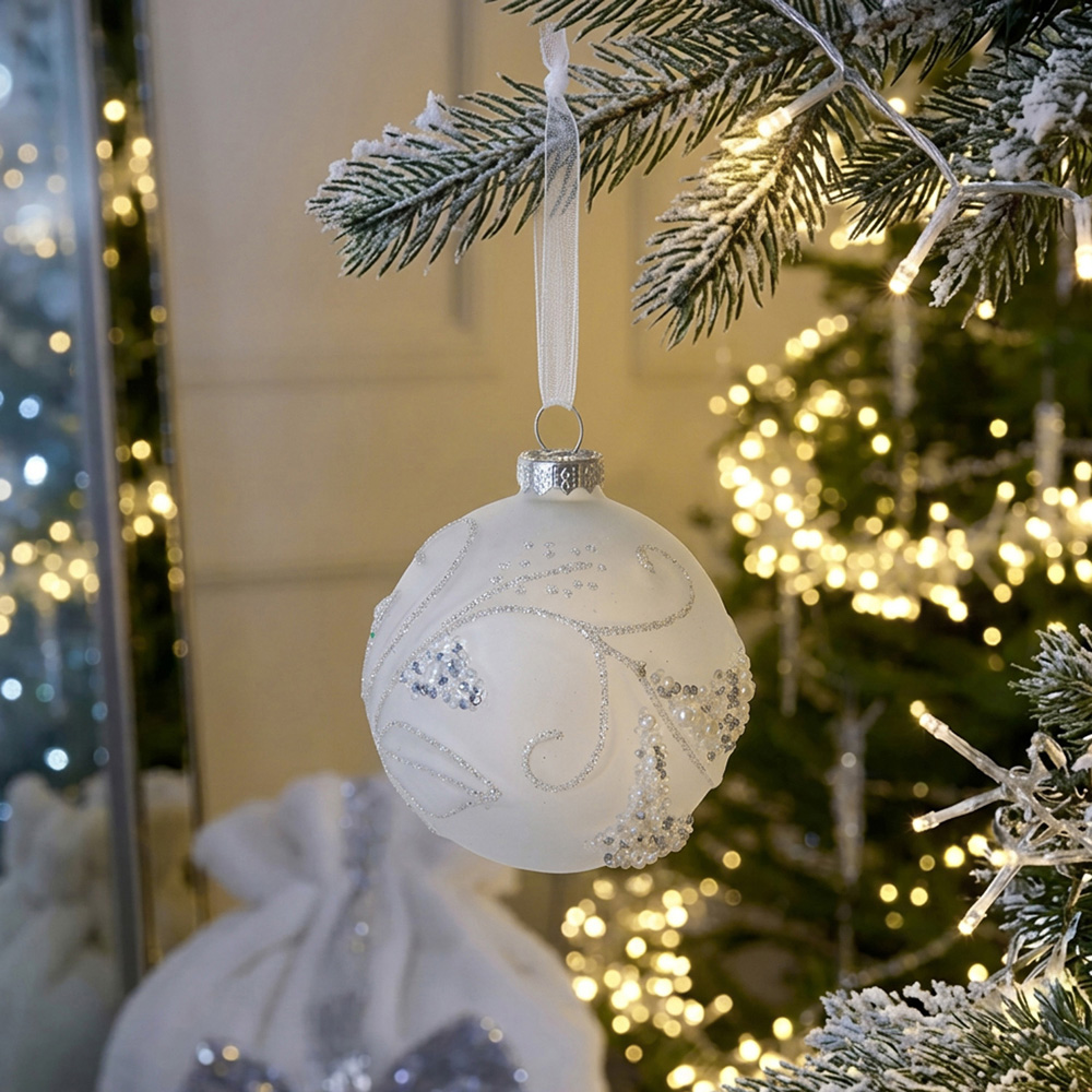 Frosted Glitter Patterned Bauble Image 3