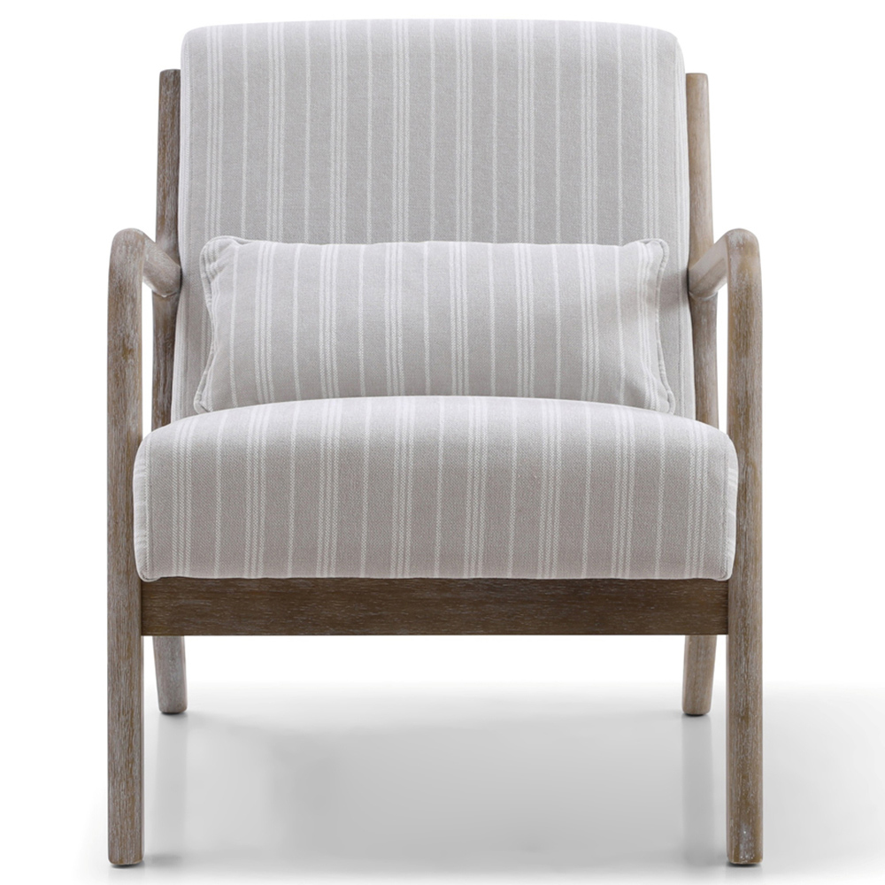 Otis Natural Stripe Chenille Light Frame Static Armchair with Bolster Cushion Image 2