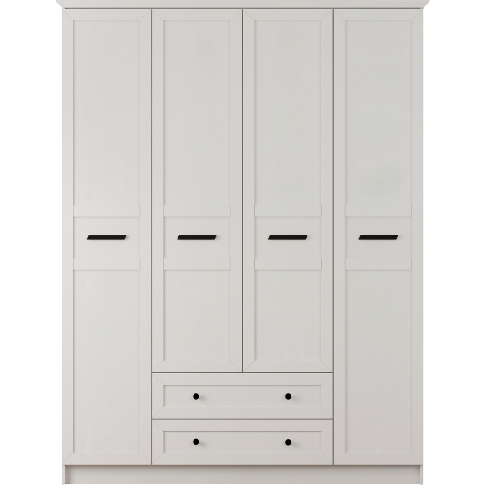 Evu DAISY XL 4 Doors 2 Drawers White Wardrobe Image 3