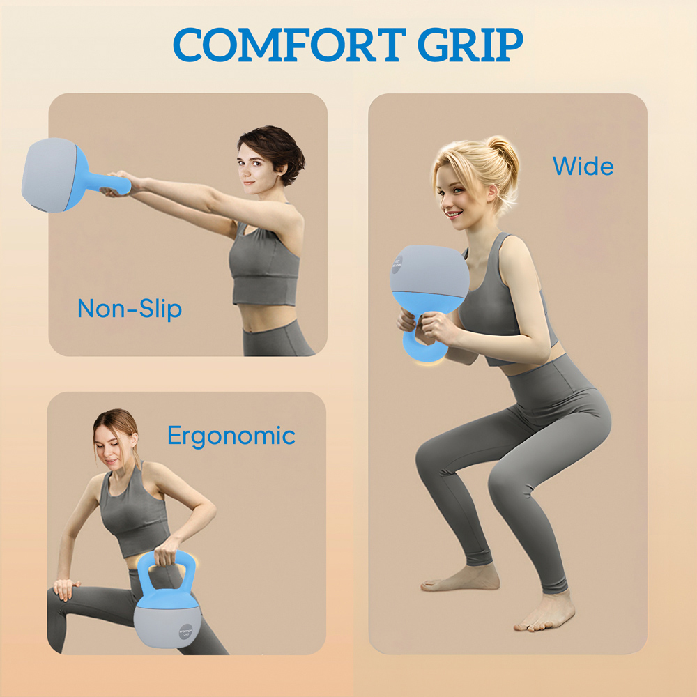 SPORTNOW Light Blue and Grey Kettlebell with Soft Body and Non-Slip Handle 12kg Image 8
