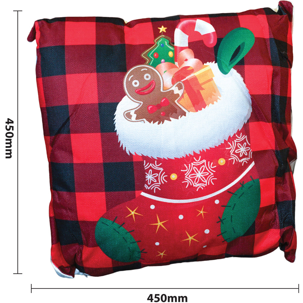 Xmas Haus Festive Black and Red Plaid Stocking Christmas Cushion 45 x 45cm Image 4