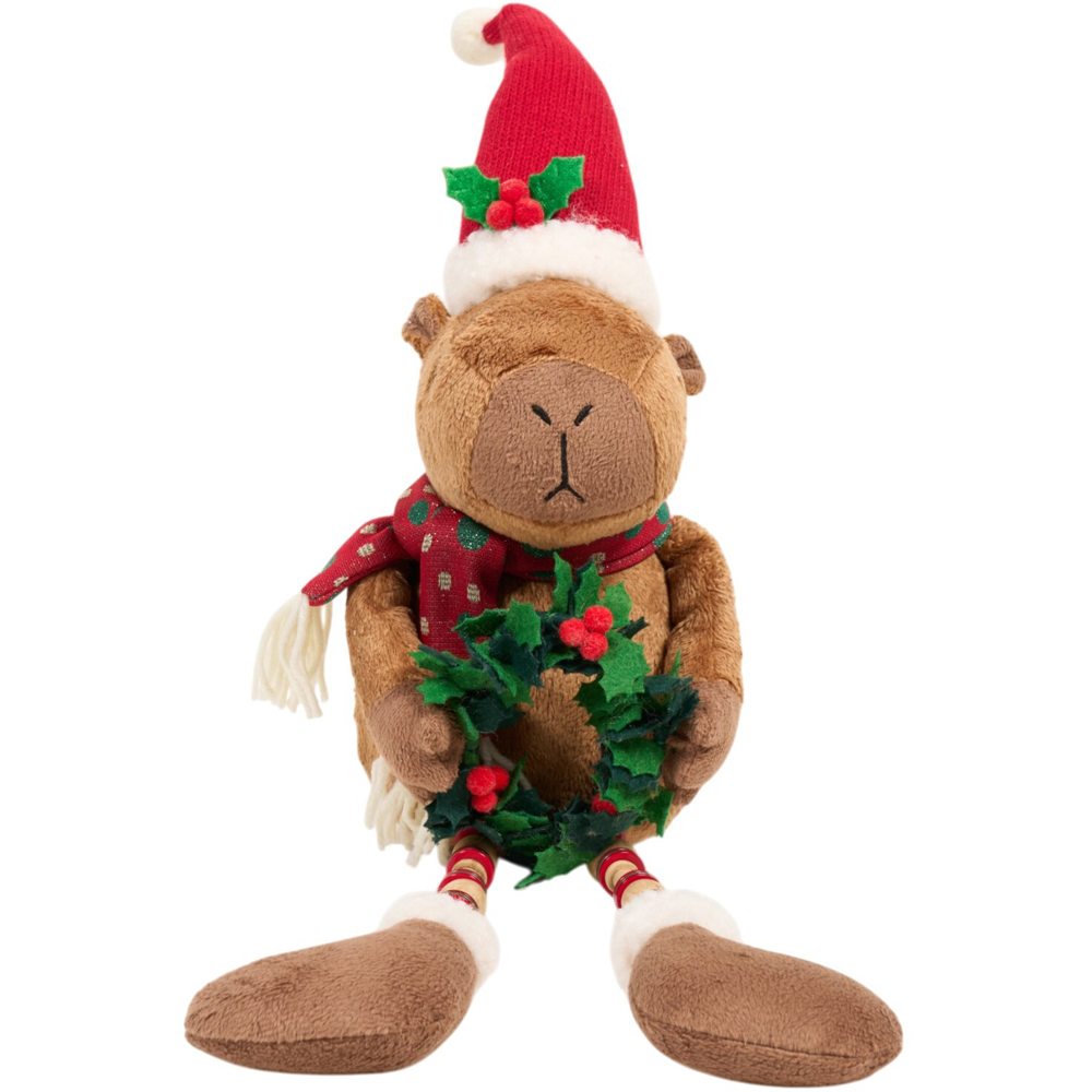 Shelf Sitting Christmas Capybara Decoration Image 1