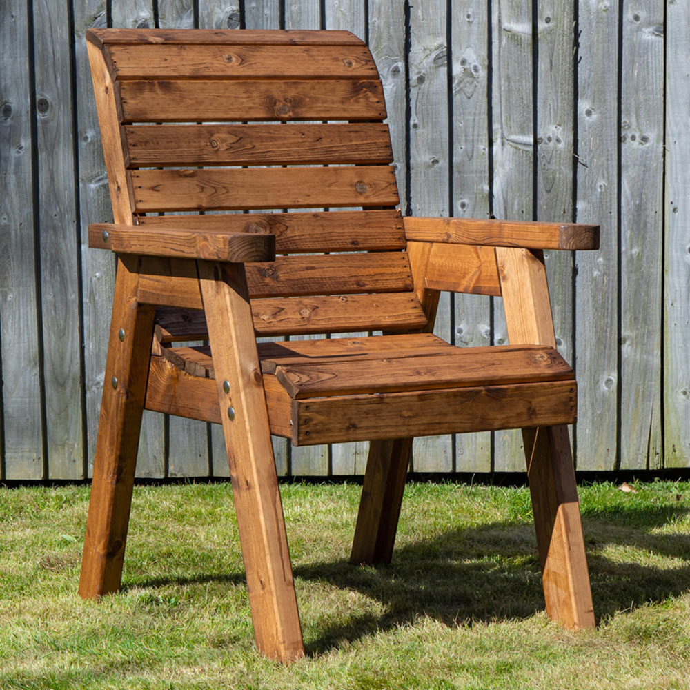 Samuel Alexander Chunky Rustic Wooden Garden Chair | Wilko
