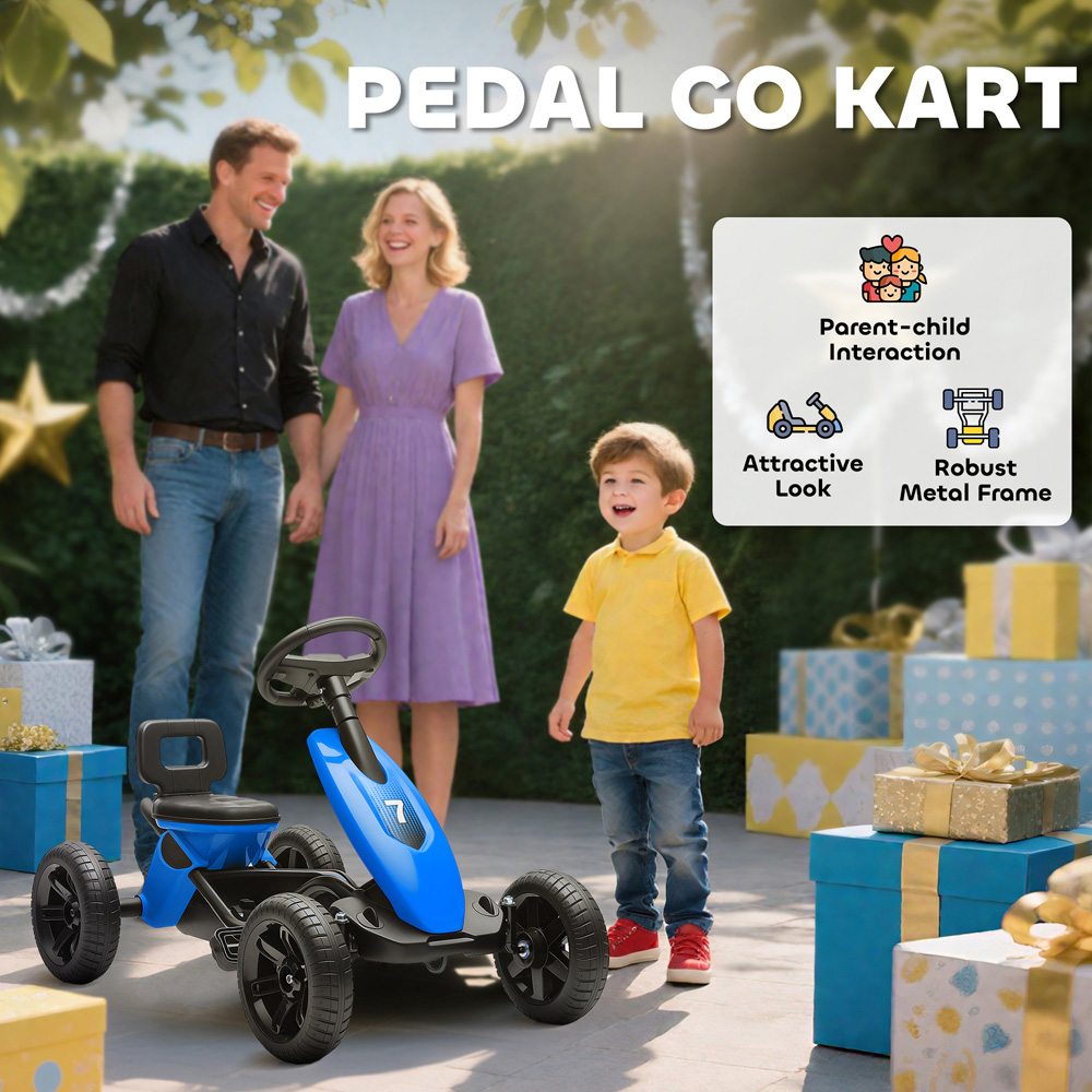 Tommy Toys Kids Pedal Go Kart with Silent EVA Wheels Blue Image 5