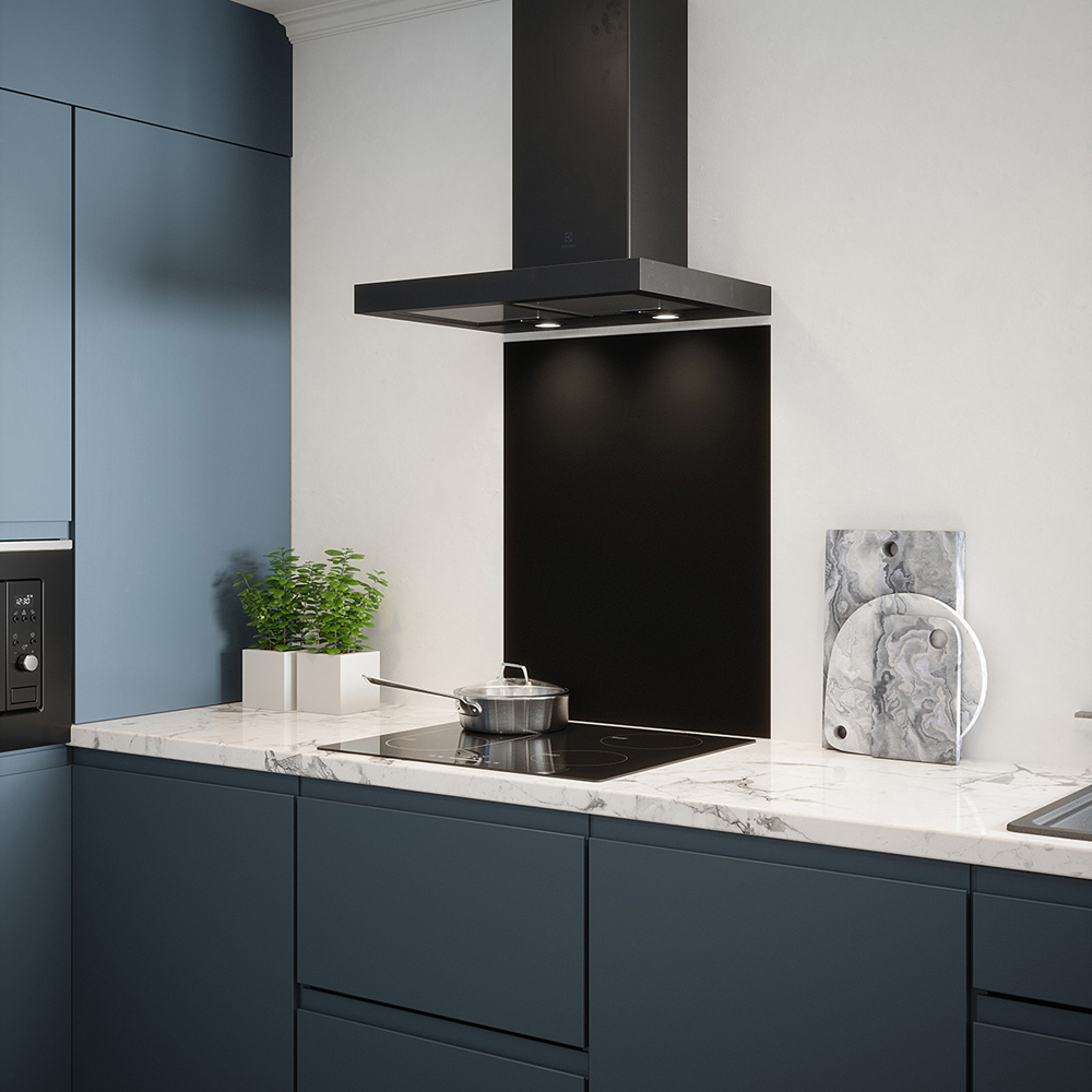 Splashback 0.6cm Thick Matt Black Kitchen Glass 60 x 75cm Image 2