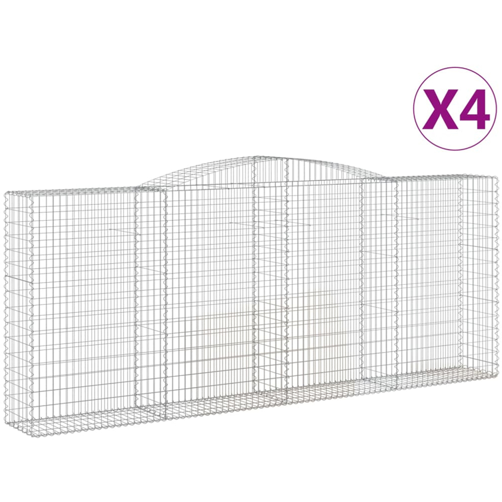 vidaXL Silver Galvanised Iron Arched Gabion Basket 400 x 50 x 160/180cm 4 Pack Image 4