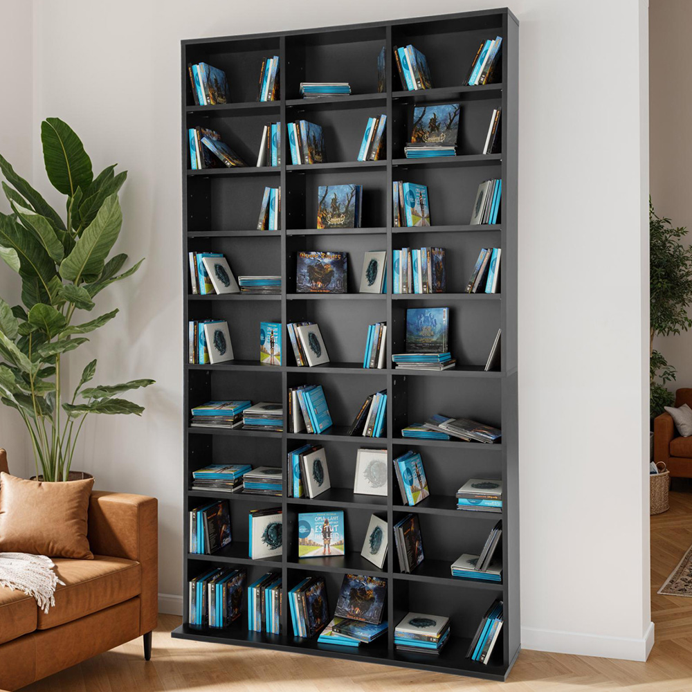 tectake Christel 27 Shelf Black CD Shelf Image 1