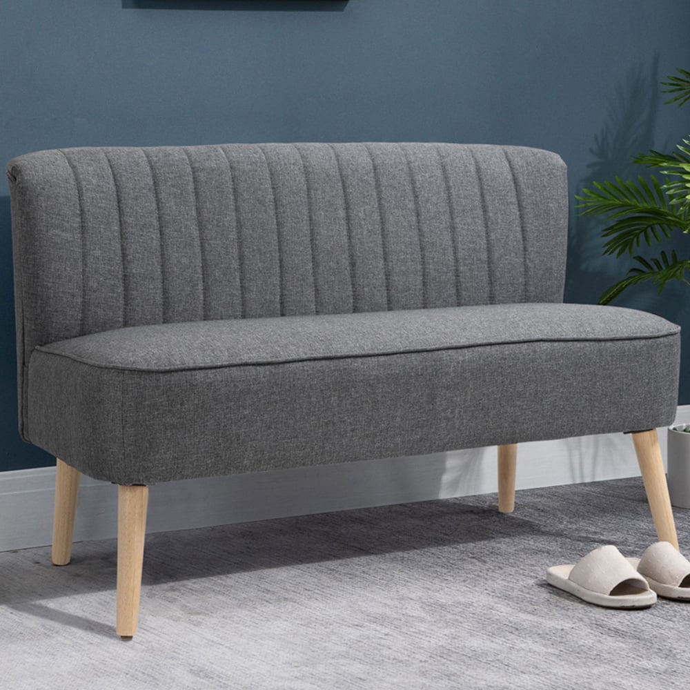 Portland 2 Seater Grey Loveseat Sofa Image 1