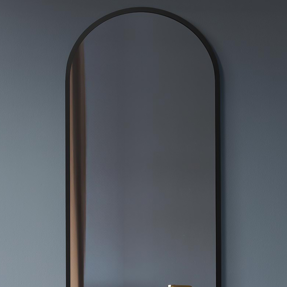 The Vultus Black Double Arched Metal Leaner Wall Mirror 180 x 60cm Image 5