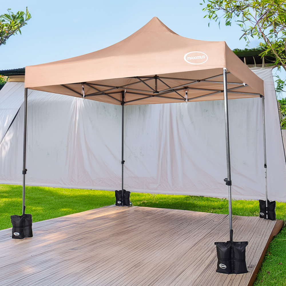 Maximus Beige Pop Up Patio Canopy Tent 3 x 3m Image 1