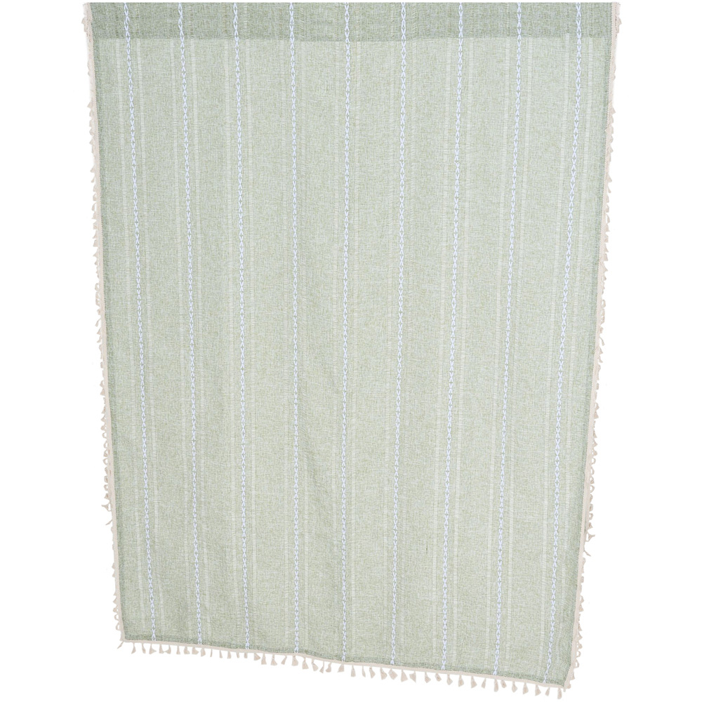 Living and Home Light Green Boho Tassel Faux Linen Curtain 132 x 260cm Image 6
