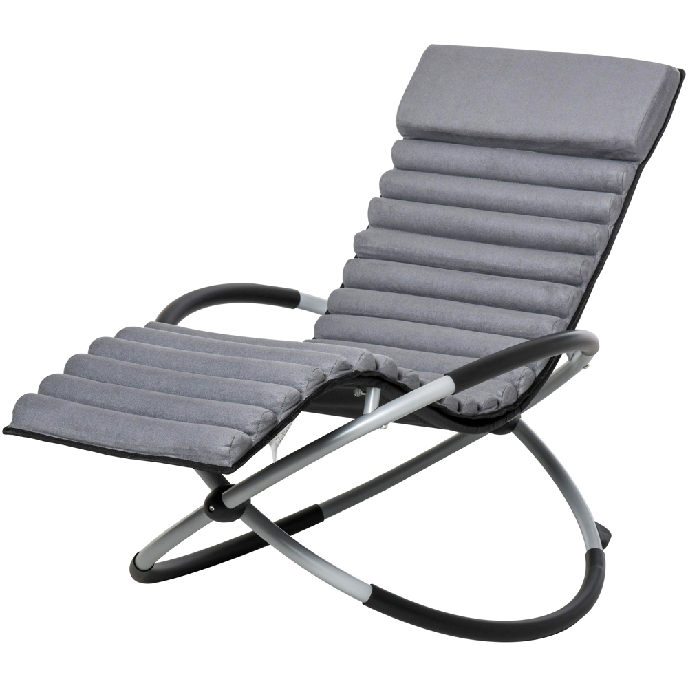 Outsunny Black Grey Folding Orbital Rocking Chair Image 2