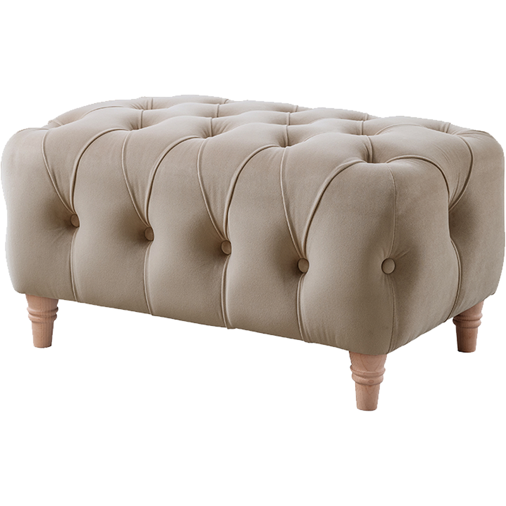 Elsie Chesterfield Putty Plush Velvet Footstool Image 2
