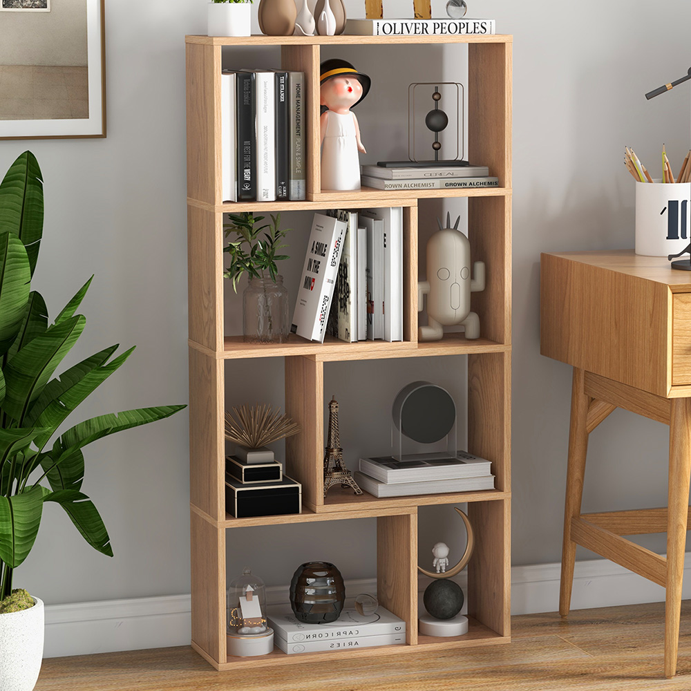 Costway 8 Cube Natural Geometric Bookshelf Image 1