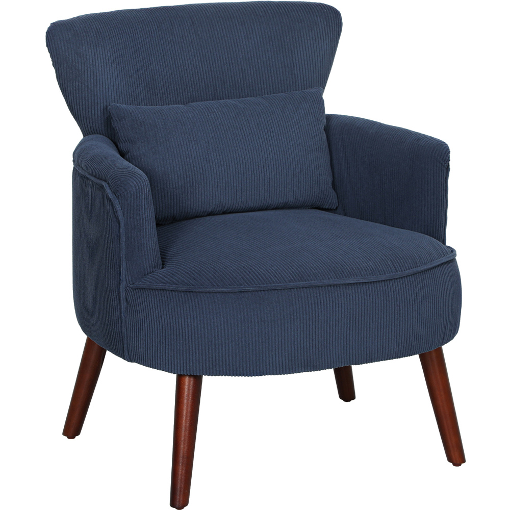 HOMCOM Modern Blue Upholstered Accent Armchair Chair Image 2