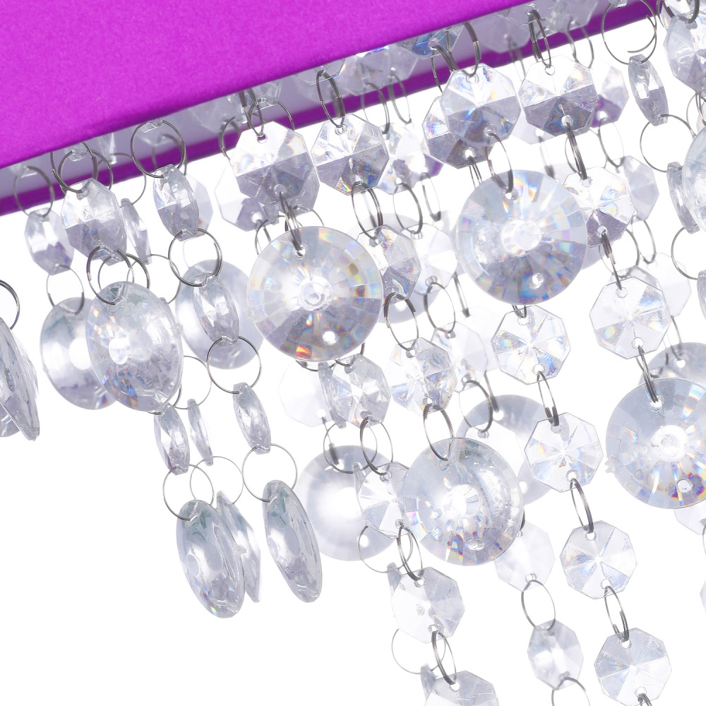 Happy Homewares Purple Satin Fabric Transparent Acrylic Droplets Pendant Shade Image 4