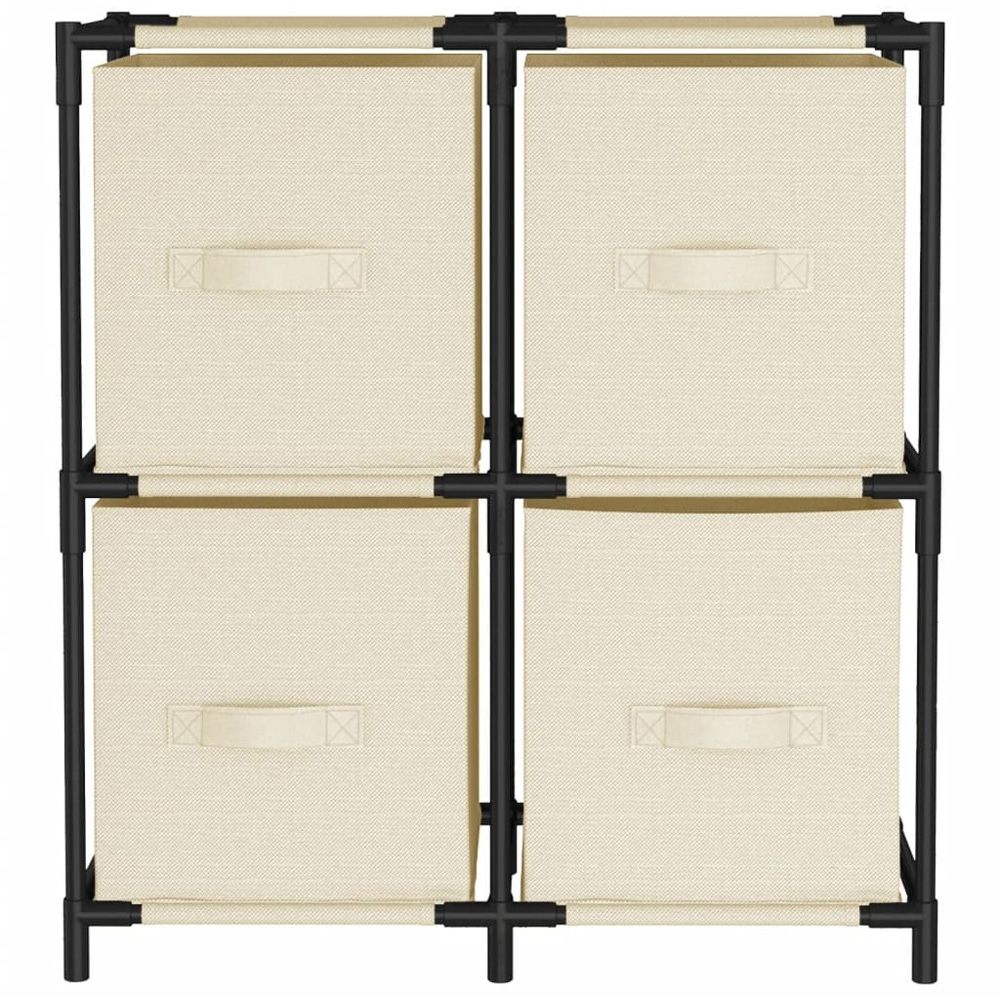vidaXL Cream Steel Storage Cabinet with 4 Fabric Basket Image 3