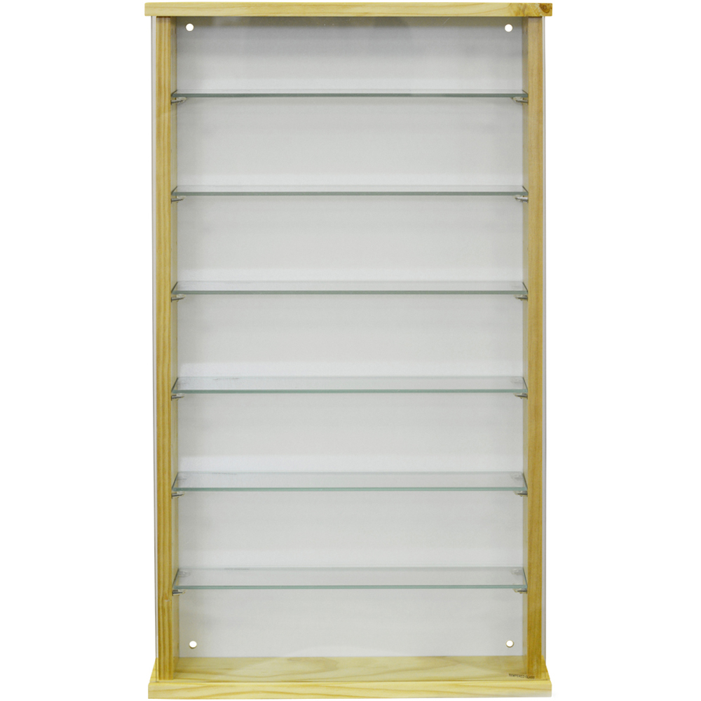 Watsons Exhibit 6 Shelf Pine Glass Wood Wall Display Cabinet Image 3