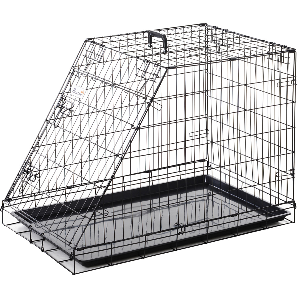 PawHut Trapeze Collapsible Dog Pet Travel Box with Removable Tray Image 1