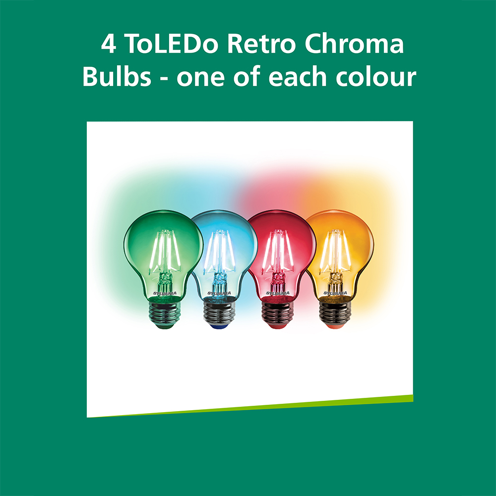 Sylvania Toledo 4 Pack Retro Chroma RBGO E27 4W Festoon String Lights LED Bulb Image 3