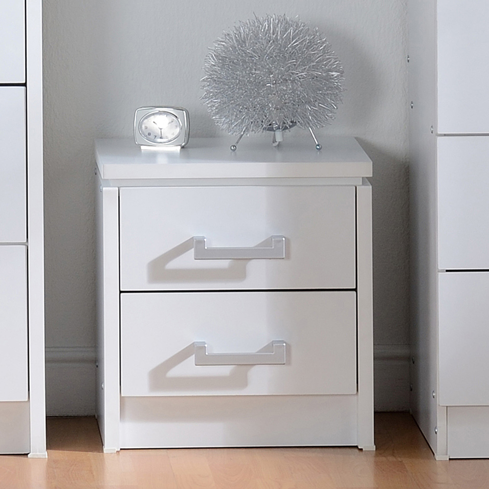 Seconique Charles 2 Drawer White Bedside Table Image 8