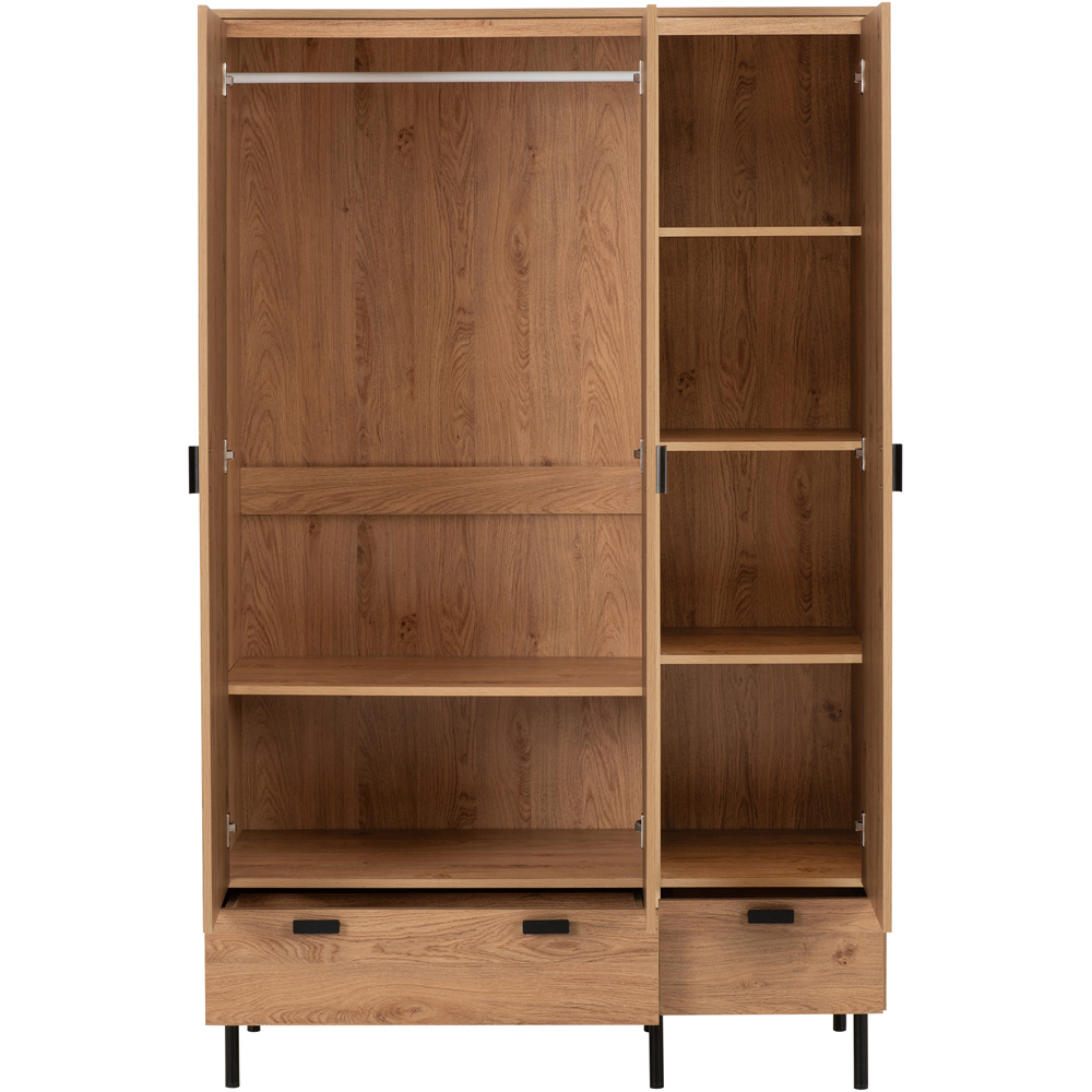 Seconique Leon 3 Door 2 Drawer Medium Oak Effect Wardrobe Image 4