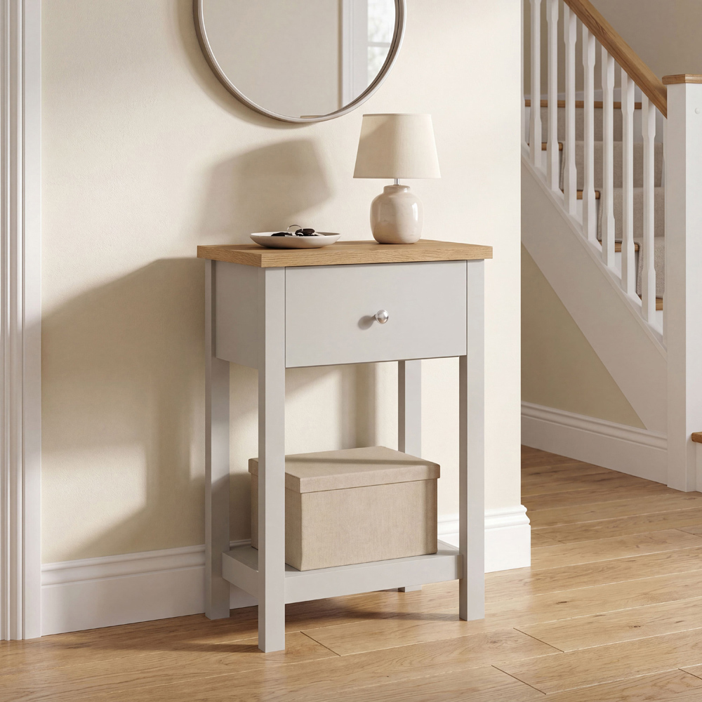VIDA DESIGNS Arlington Single Drawer Grey and Oak Console Table Image 4