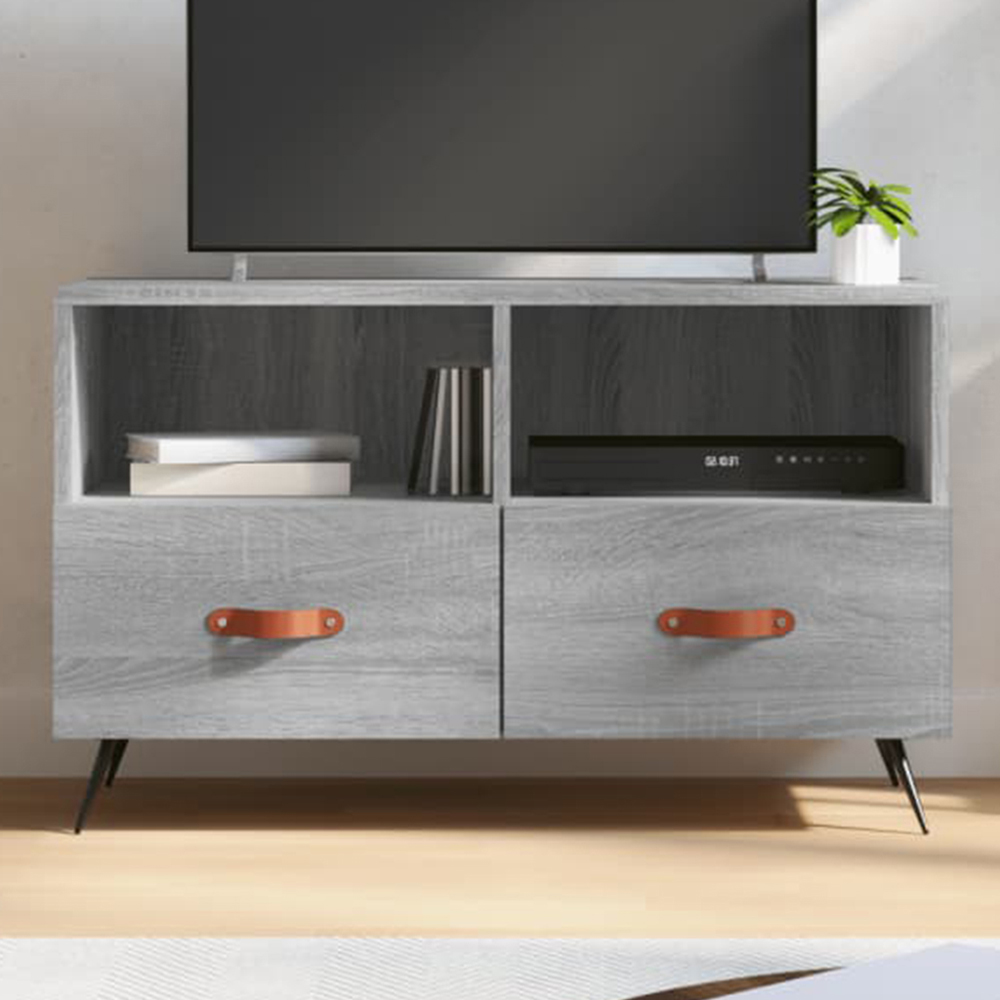 vidaXL 2 Drawer 2 Shelf Grey Sonoma TV Cabinet Image 1