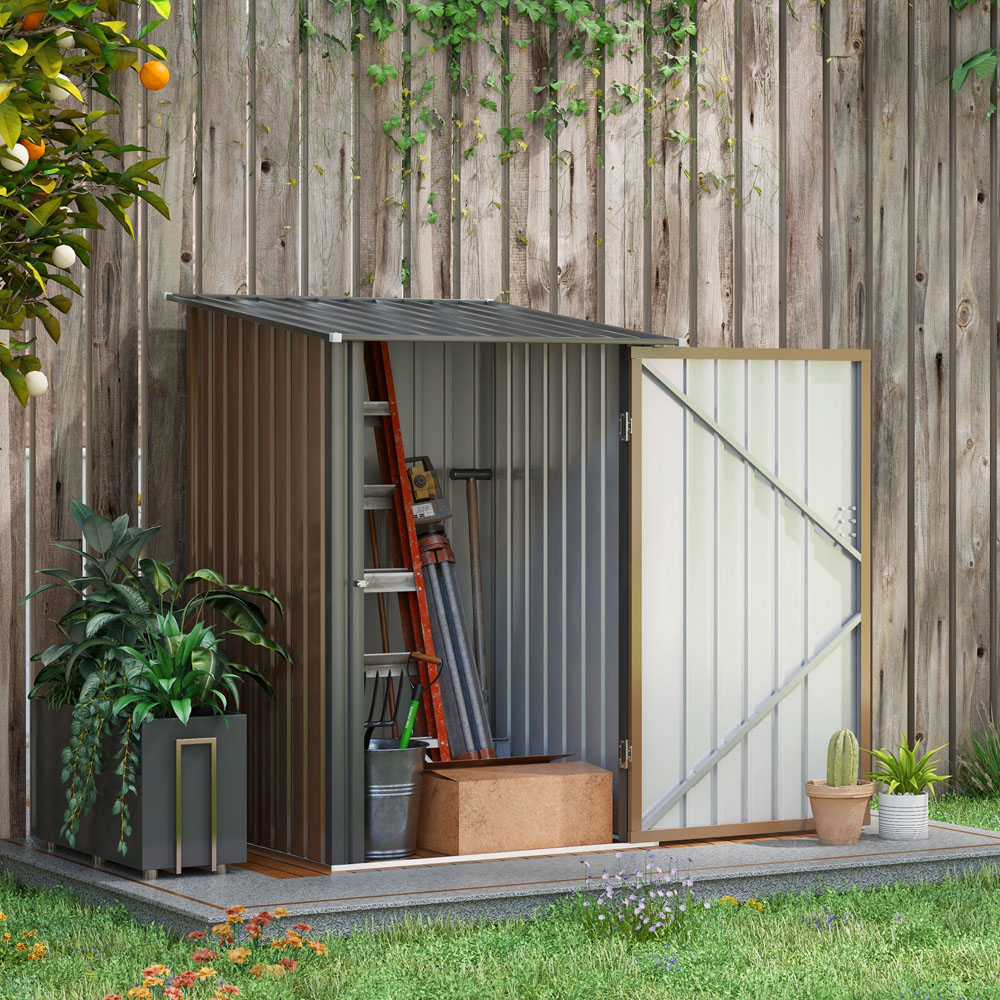 Outsunny 3.1 x 3.2ft Brown Metal Garden Storage Shed with Lockable Door Image 2