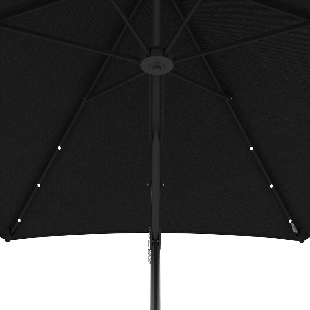 Outsunny Black Solar LED Cantilever Parasol with Cross Base 3m Image 3