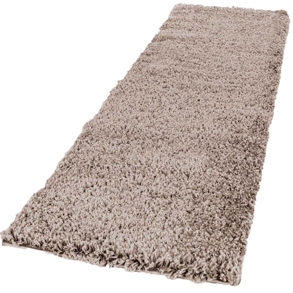 Desire Rugs Oxford Light Beige Plain Shaggy Runner Rug 60 x 220cm Image 1