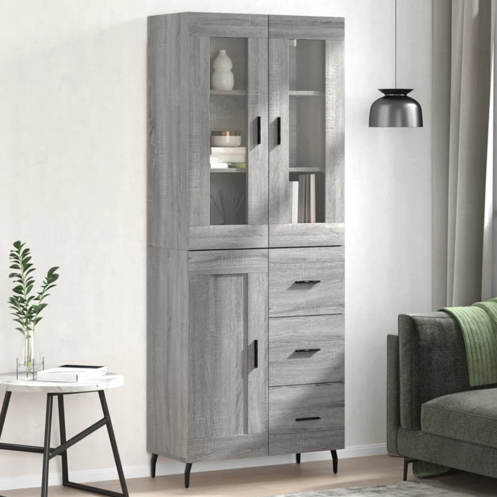 vidaXL 3 Door 3 Drawer Grey Sonoma Highboard Image 1