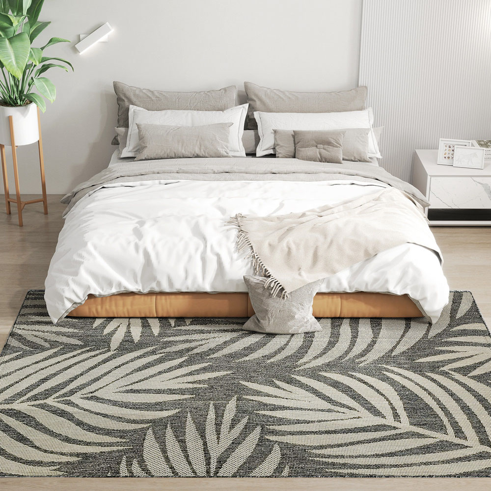 HOMCOM Grey Leaf Pattern Allergy Friendly Rug 230 x 160cm Image 2