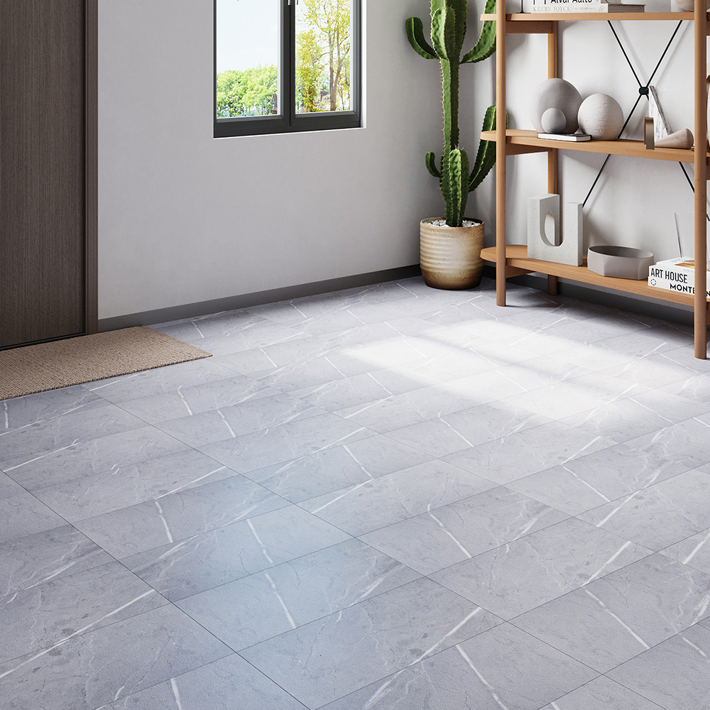 Living and Home Realistic Stone Texture Light Grey PVC Self Adhesive Flooring 28 Pack Image 7