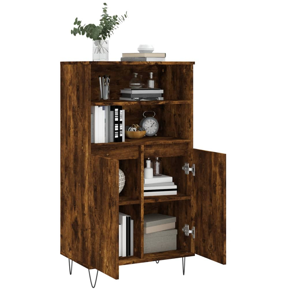 vidaXL 2 Door 2 Shelf Smoked Oak Highboard Image 4