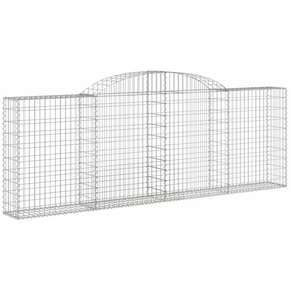 vidaXL Silver Galvanised Iron Arched Gabion Basket 300 x 30 x 100/120cm 8 Pack Image 1