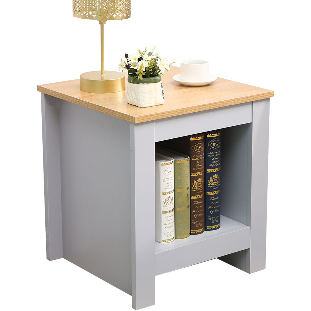 FurnitureHMD Single Shelf Grey and Oak Effect Wooden Side Table Image 3