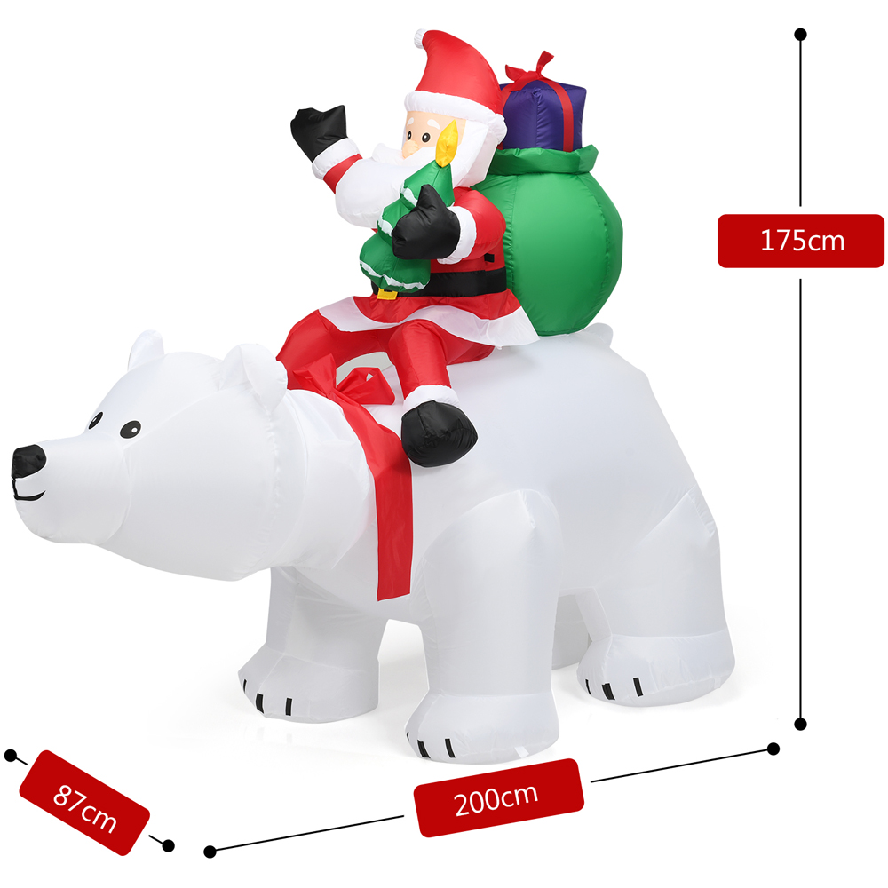 Costway Santa Riding Polar Bear with Shaking Head LED Inflatable Christmas Decoration 5.7 x 6.5ft Image 9
