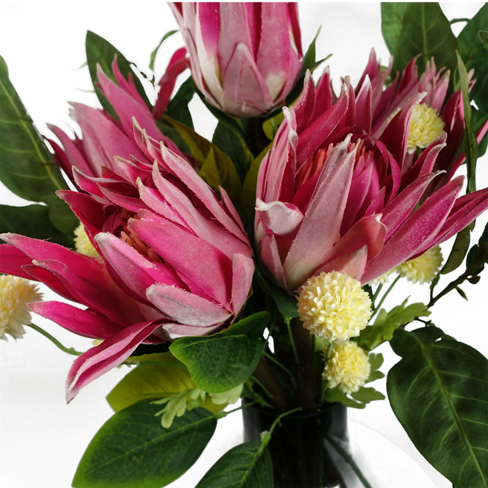 Leaf Yellow Dahlia Pompom Artificial Stem 50cm 6 Pack Image 9