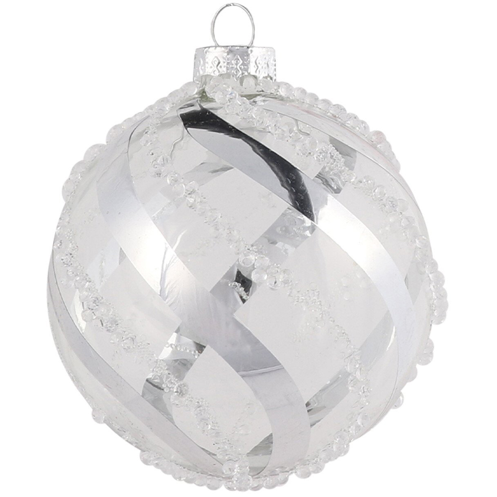 Clear Silver Swirl Embellished Bauble - Silver Image 4