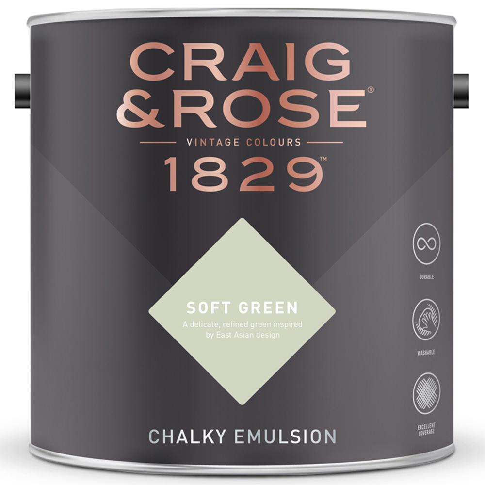 Craig & Rose Walls and Ceilings Soft Green Chalky Emulsion Paint 5L Image 2