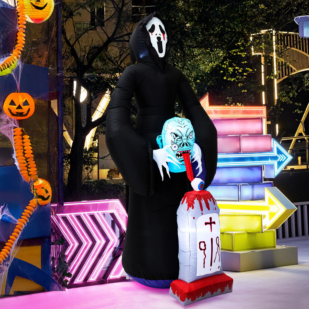 Living and Home Multicolour Inflatable Grim Reaper with Built-in Lights Halloween Decoration 9ft Image 7