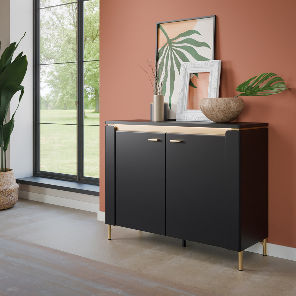 Furniture To Go Genoa 2 Door Black Sideboard Image 6